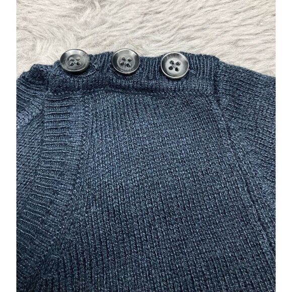 GAP LUXE navy crewneck button shoulder angora blend sweater - Picture 2 of 6